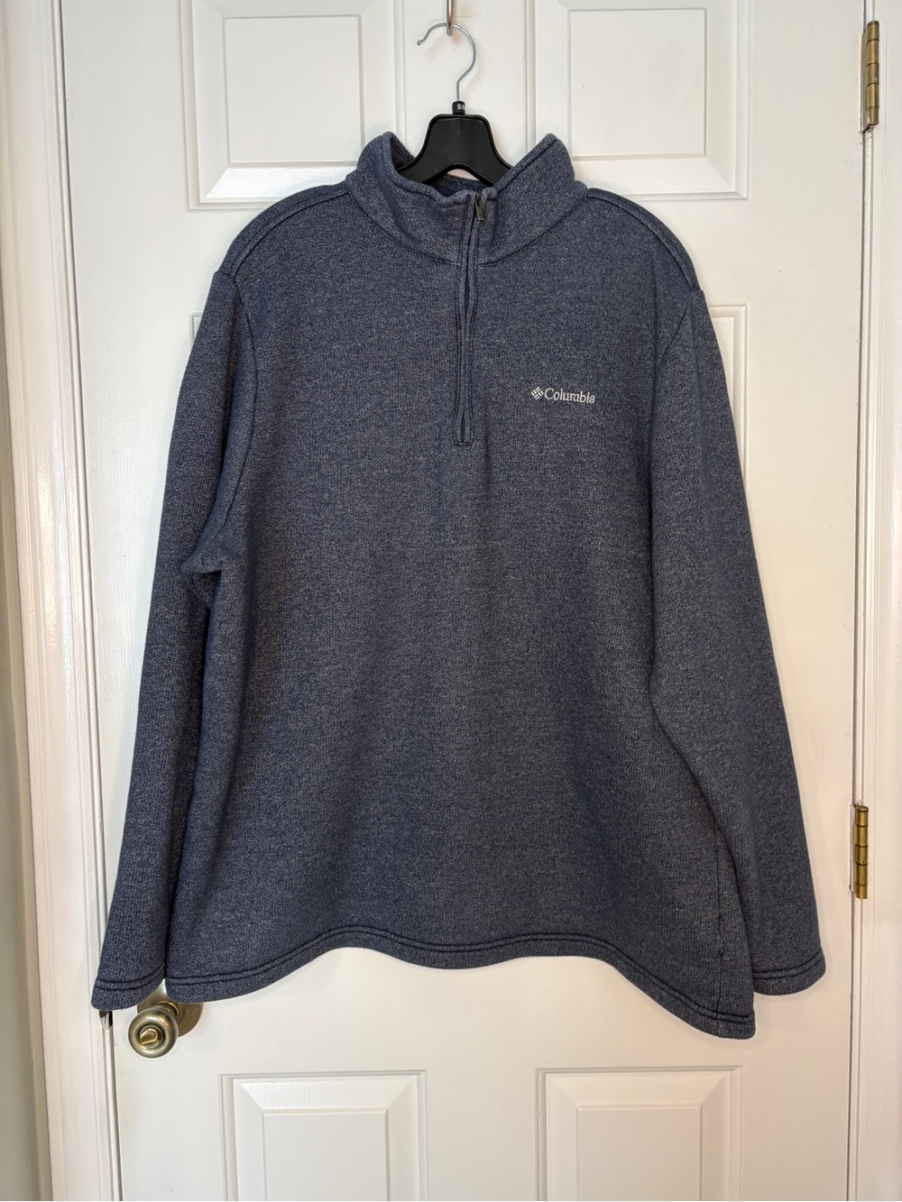 Columbia Heathered Blue Zip-Neck Fleece Pullover